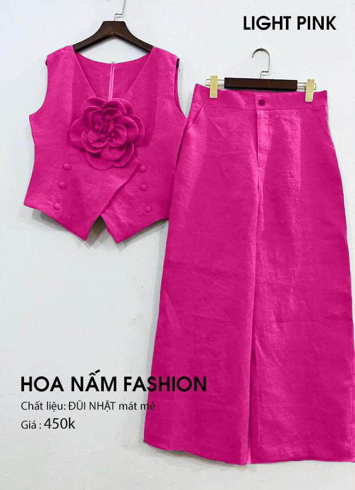 Mẫu đũi nhật mát mẻ áo khoét lách và quần xuông #M13 Thời trang Hoa Nấm Fashion